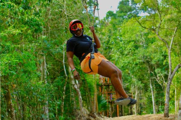 Zipline over jungle
